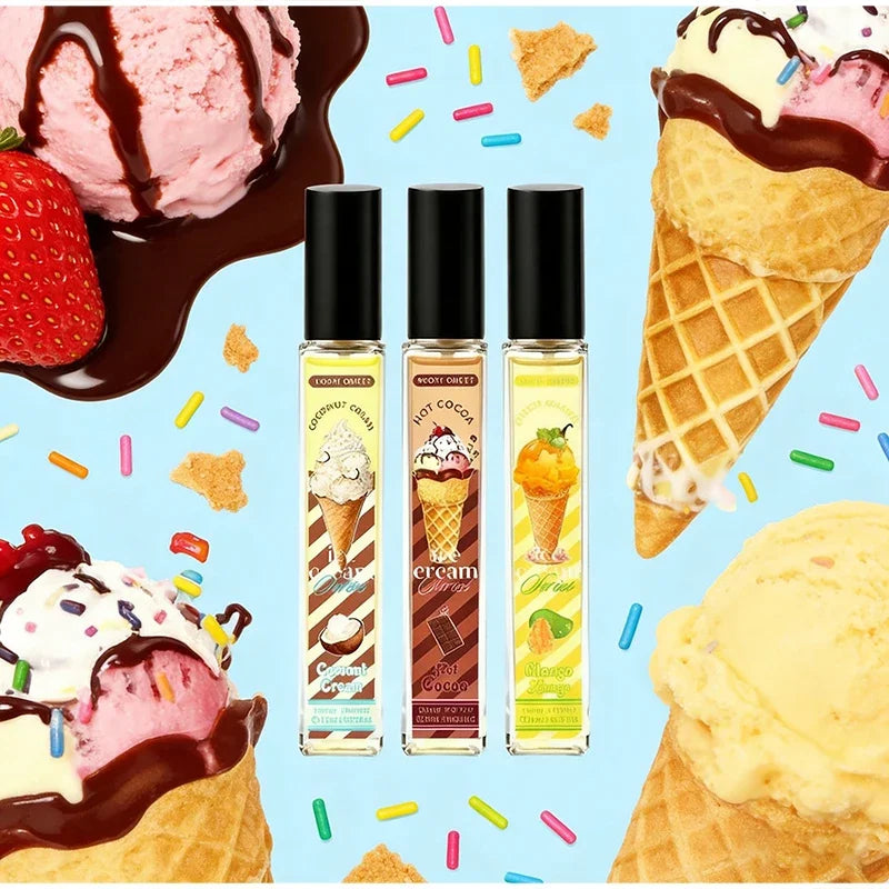 Ice Cream Perfume Gift Set Fresh Mango Coconut Scent Rich Chocolate Popcorn Eau De Toilette Lasting Sweet Women's Fragrance 10ml