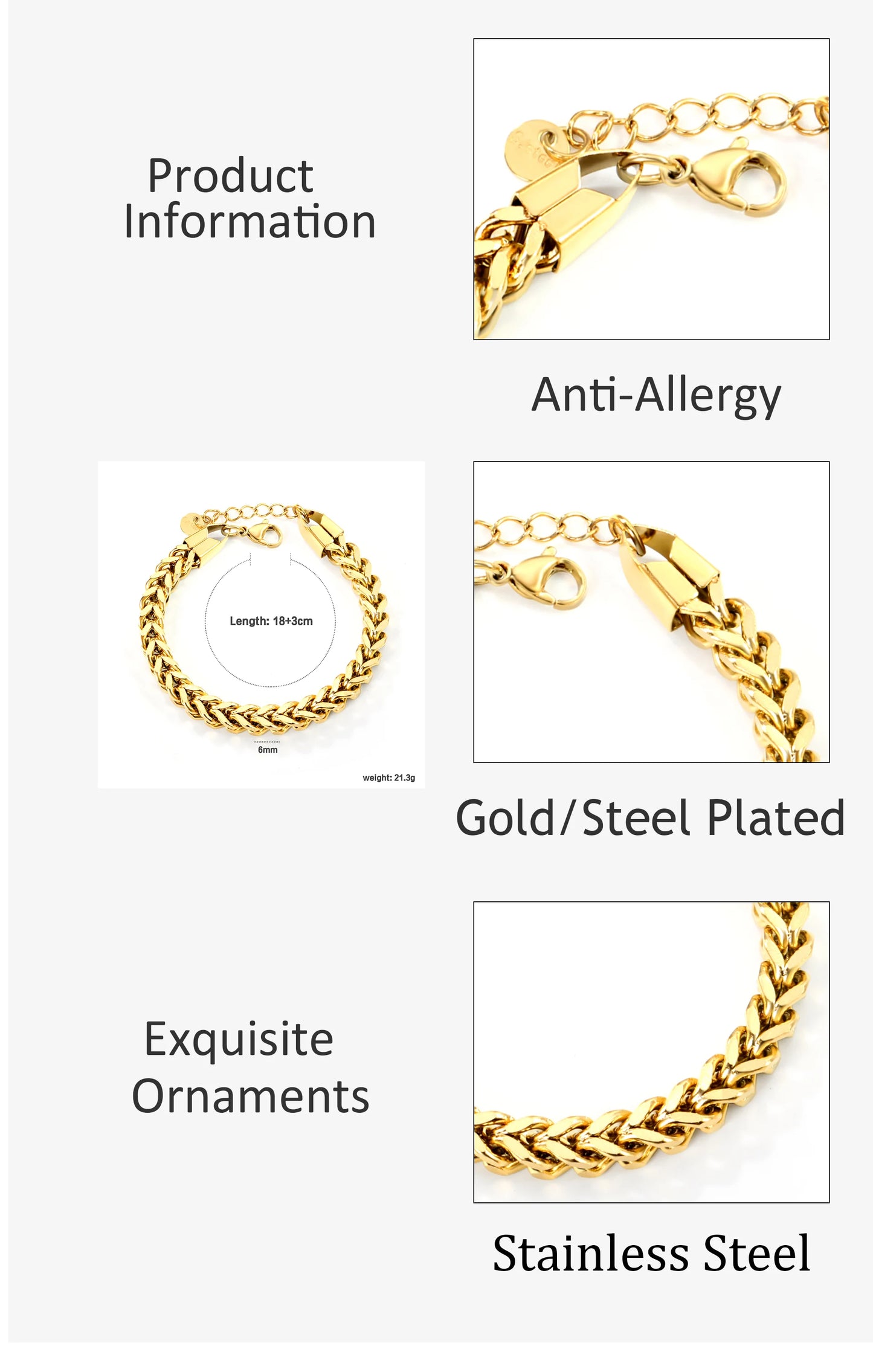 LUXUSTEEL 2-8mm Women‘s Stainless Steel Chain Bracelet Geometric Charm Chain Metal Female Bracelet Fashion Jewelry Party Gifts