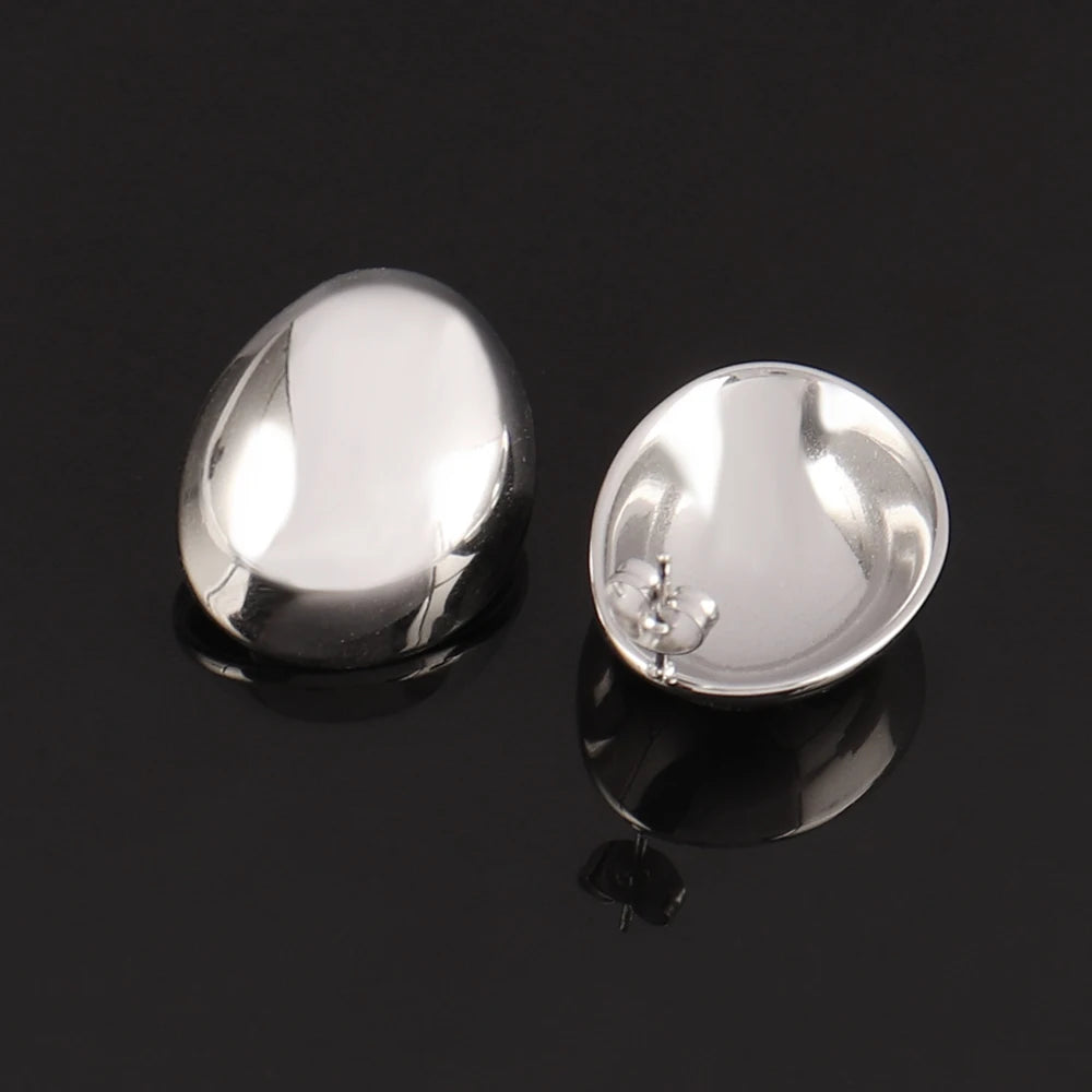 316L Stainless Steel Hoop Huggies Earrings For Women Exaggerated Texture Studs Earrings Girl Geometric Daily Jewelry Gifts