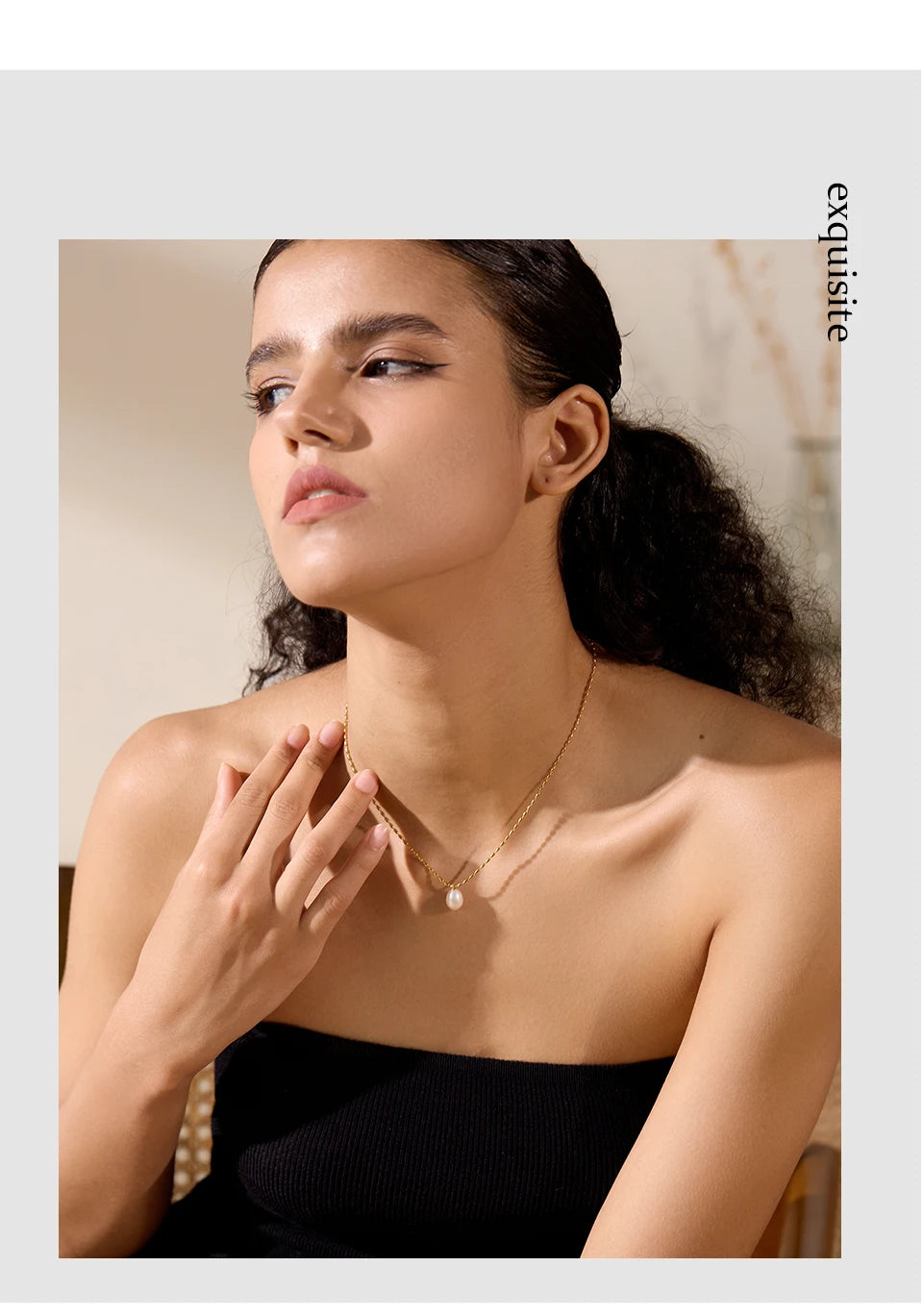Yhpup Luxury Natural Freshwater Pearl Pendant Stainless Steel Sweet Necklace Women Stylish Exquisite Jewelry Mother Sister Gift