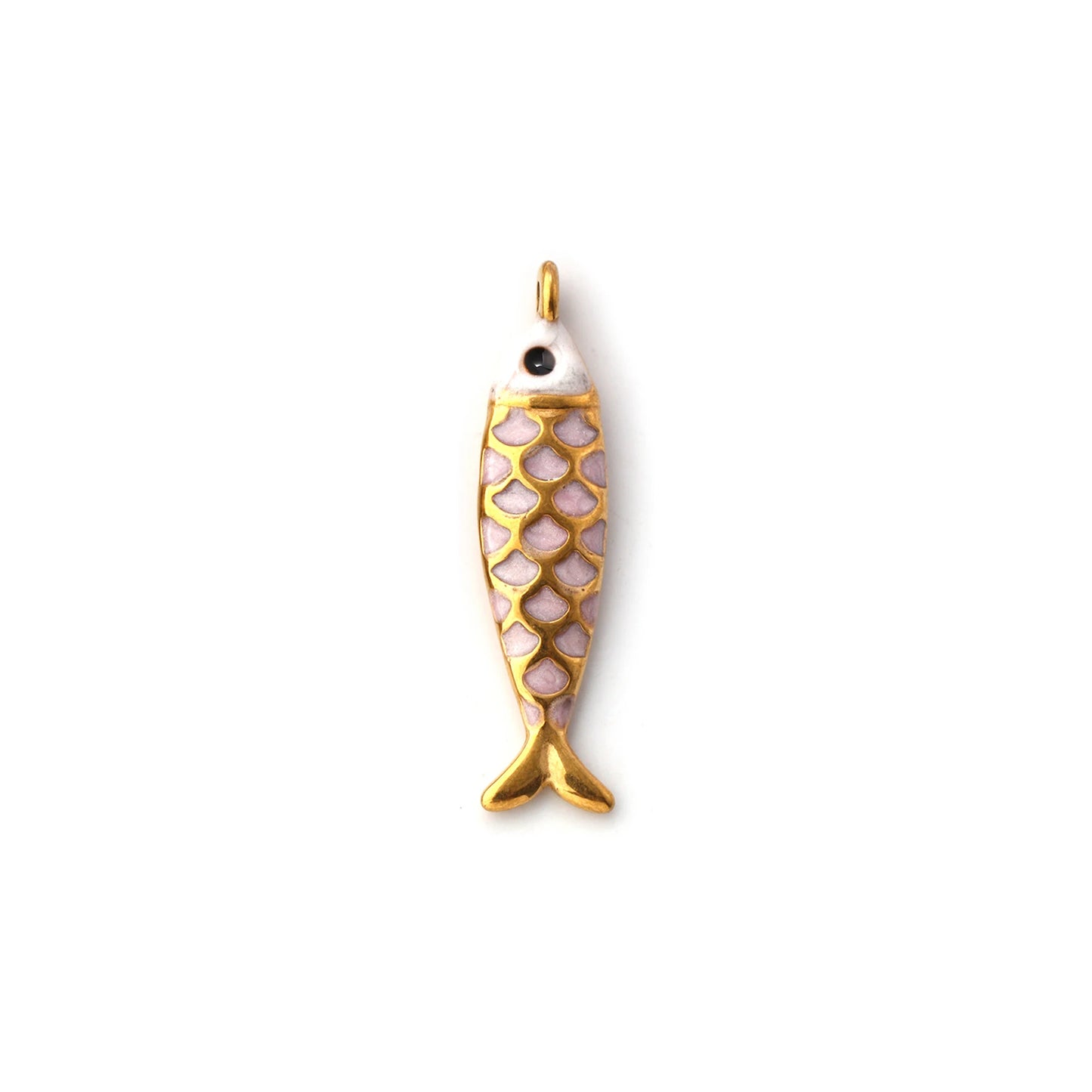 1pc Stainless Steel Charms Gold Color Ocean Fish Animal Pearlized Multicolor Enamel Pendant DIY Women Necklace Jewelry Findings