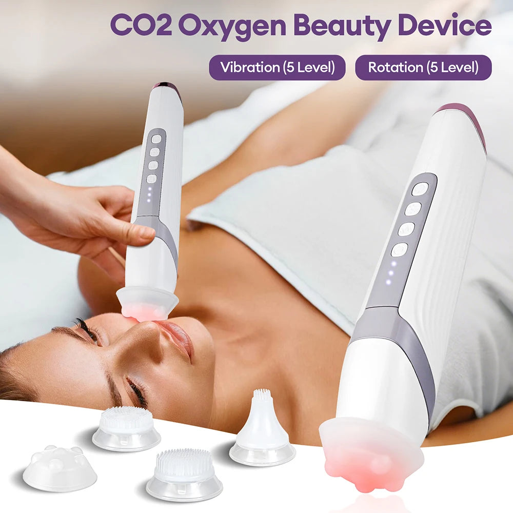 4 Tips CO2 Bubble Pen Aqua Skin Face Cleansing SPA Beauty Device CO2 Pods Massager Portable Oxygen Bubble Facial Machine