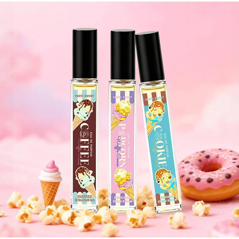 Ice Cream Perfume Gift Set Fresh Mango Coconut Scent Rich Chocolate Popcorn Eau De Toilette Lasting Sweet Women's Fragrance 10ml