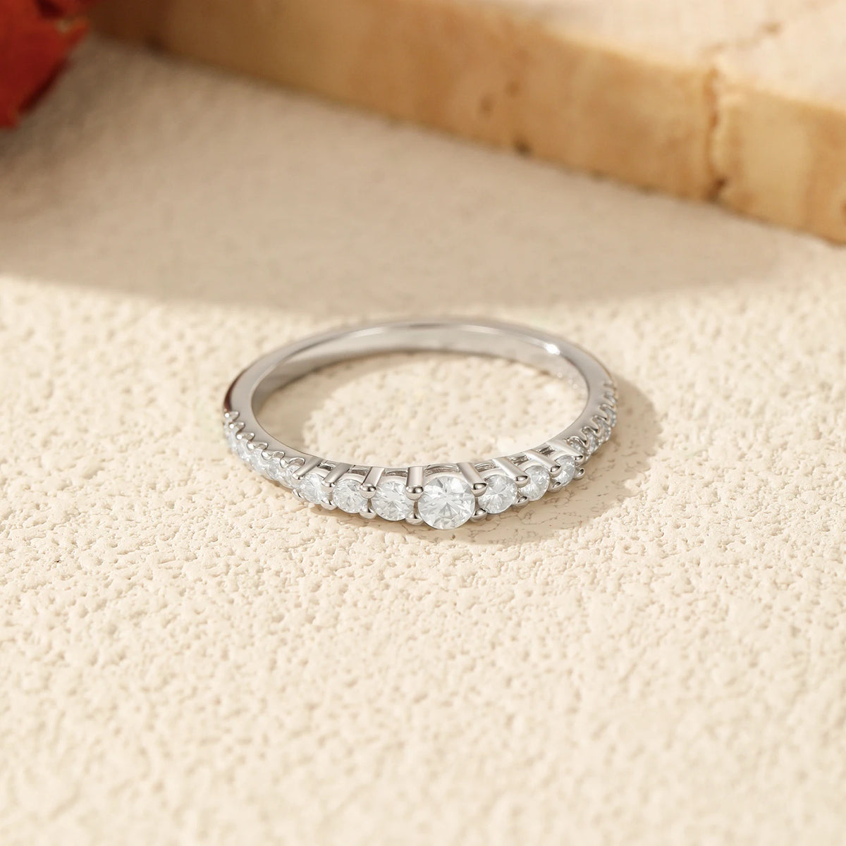 MODIAN Fashion Stacking Slim Rings 925 Sterling Silver Sparkling Round Moissanite Rings For Women Fine Jewelry
