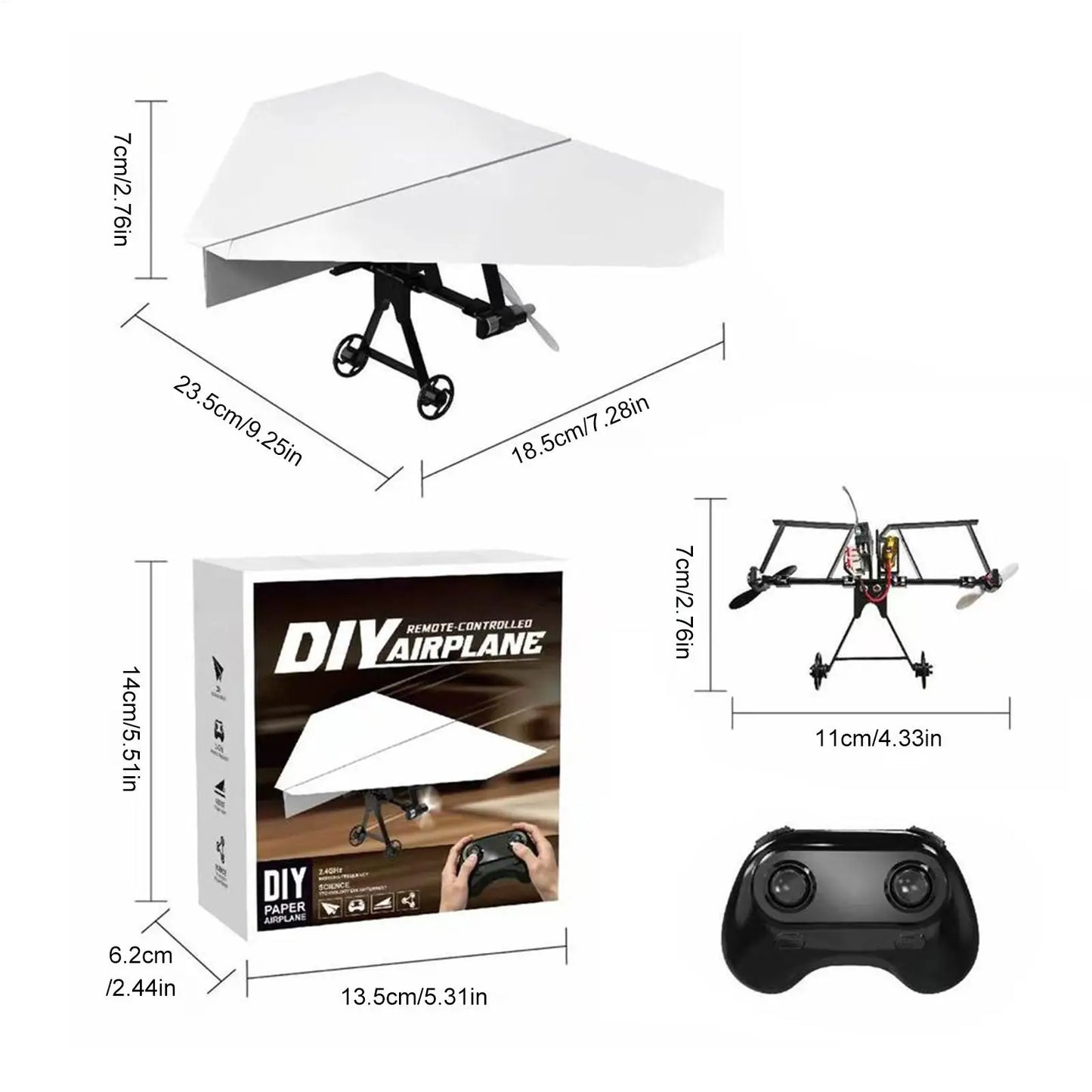 DIY RC Paper Airplane Kit Plane Toy With Gyro Stabilizer Electric Remote Control Plane For Boys Girls Backyard Park Beach