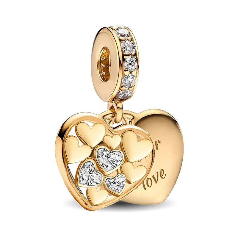 Shecharms 925 Sterling Silver Love Heart Firefly Golden Series Charms Fit DIY Making Bracelet Necklace High Quality Fine Jewelry