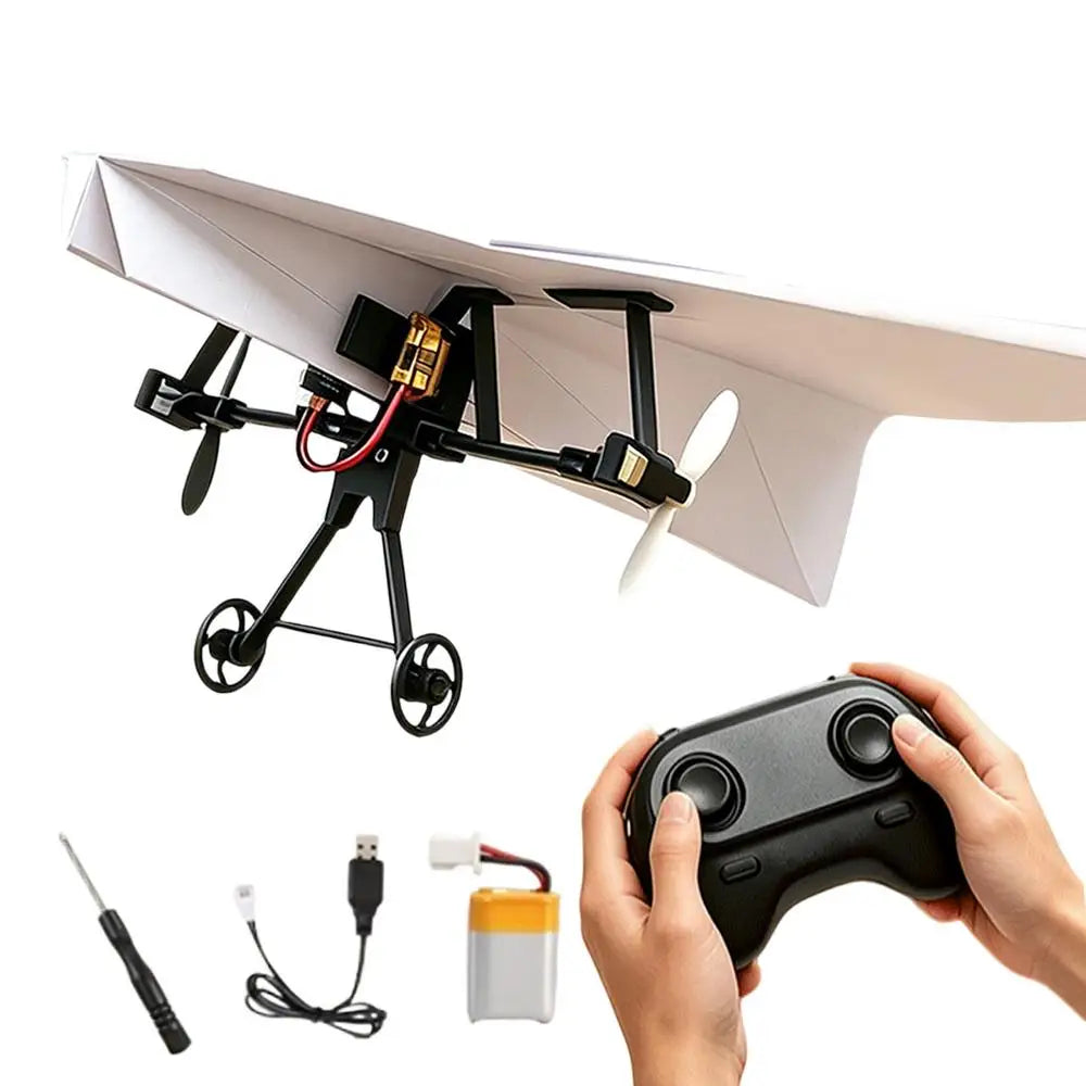 DIY RC Paper Airplane Kit Plane Toy With Gyro Stabilizer Electric Remote Control Plane For Boys Girls Backyard Park Beach
