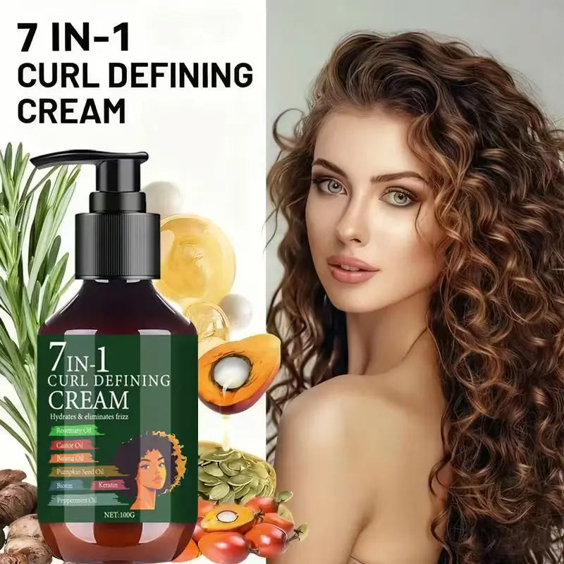 Water Ice Levin 7in1 Curl Defining Cream, 100g, With Rosemary & Castor Oil, Hydrates, Defines Shiny Curls & Eliminates Frizz