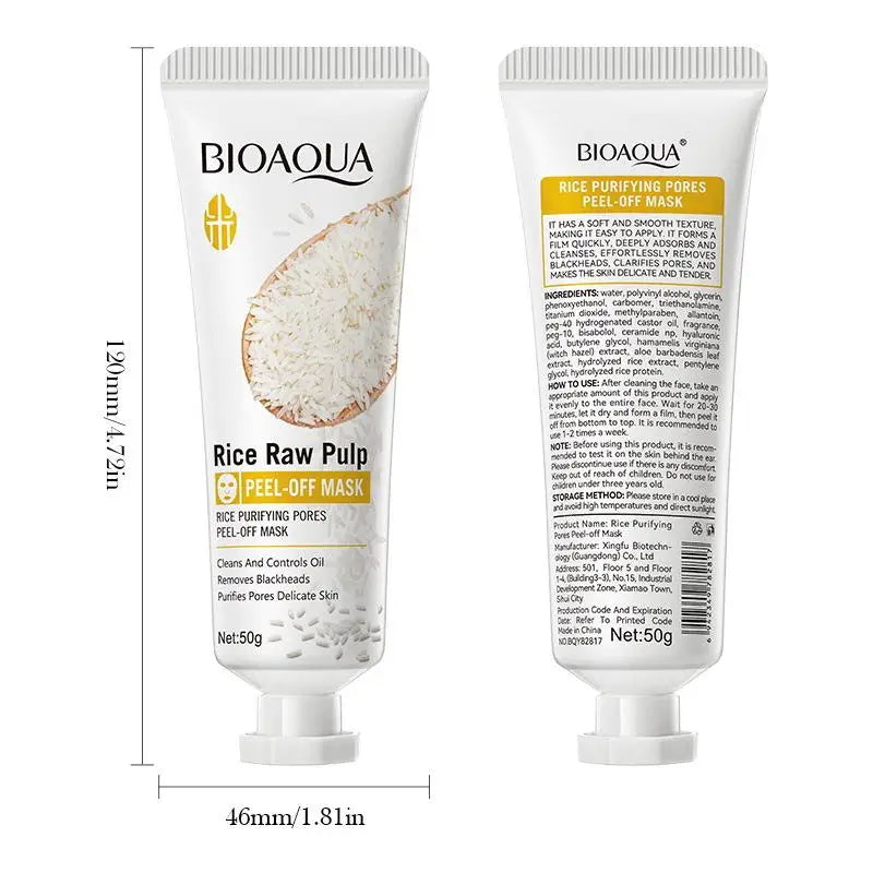BIOAQUA Rice Raw Pulp Face Peel Off Mask Purifying Pores Clean Whitening Remove Blackheads Peeling Facial Masks Skin Care
