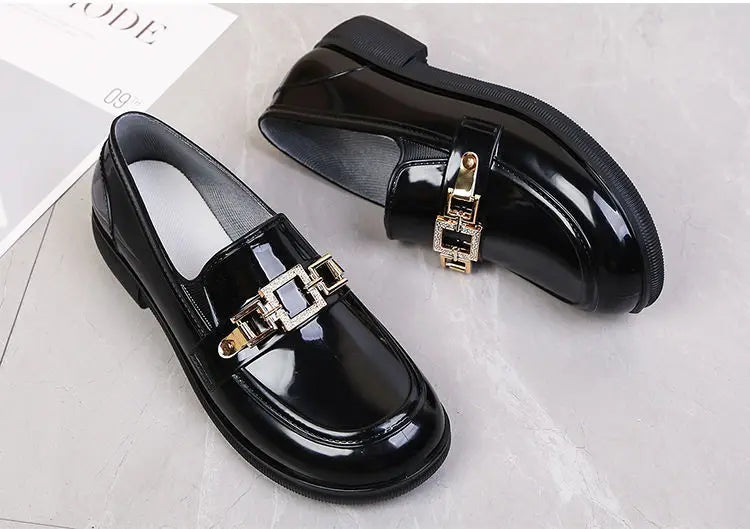 Rain Boots Women Diamond Chain Waterproof Water Shoes Top Quality Women's Rubber Shoes Oil-resistant Non-slip Kitchen Galoshes
