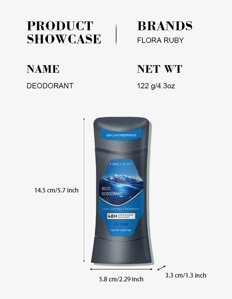 Men's Body Odor Remov Deodorant Stick Natural Remover Antiperspirant Stick Underarm Stop Sweating Care Lasting Refreshing Cream