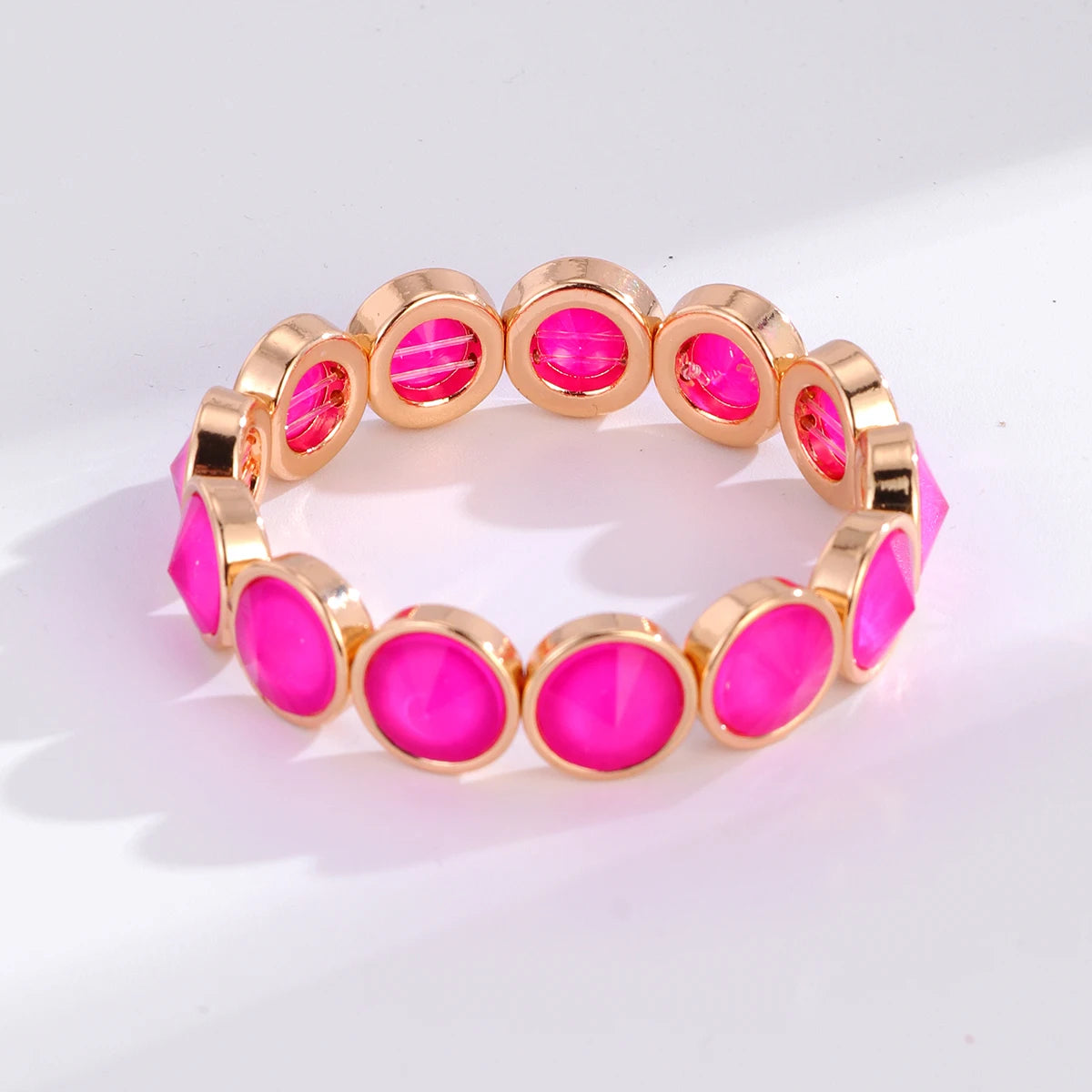 2026 New Design Gold Color Bracelets For Women Inlaid Colorful Glass Crystal Beads Elastic Bangle Candy Color Jewelry