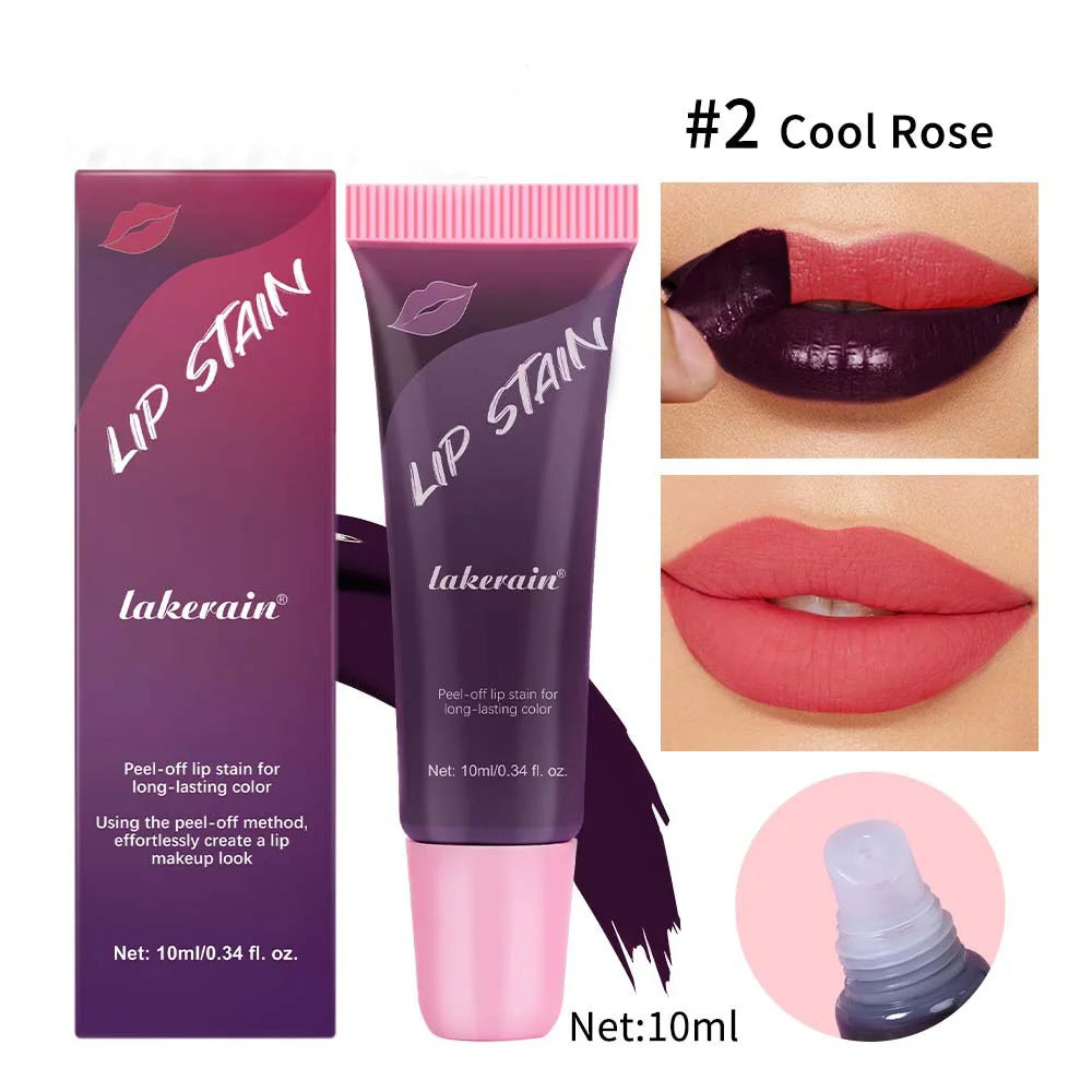 Peel Off Rose Pink Lip Gloss Matte Outline Contour Tattoo Lip Stain Waterproof Transfer Resistant Tear Off Natural Lip Tint Gift