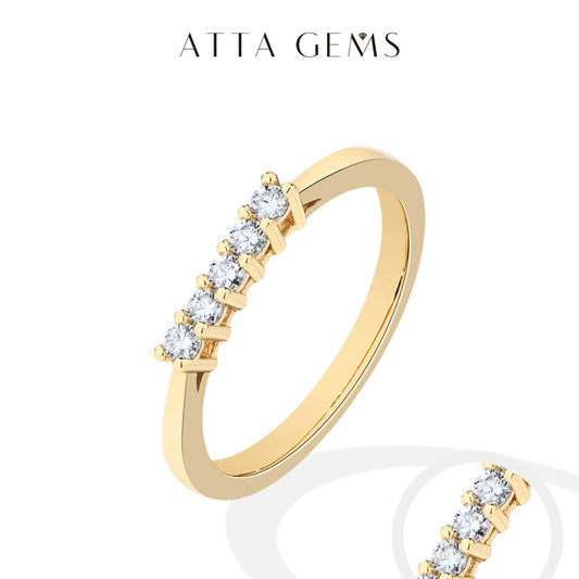ATTAGEMS 925 Sterling Silver Moissanite Rings DVVS1 Round Cut 2.0mm Stackble 18K Gold Plated Wdeding Ring for Women Fine Jewelry