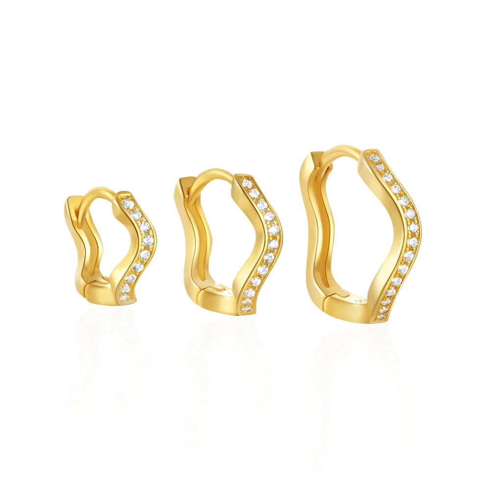 ROXI 3 piece Flower Zircon Circle Hoop Earrings Set For Women 925 Sterling Silver 6/8/10mm Round Earrings Wave Cartilage Jewelry