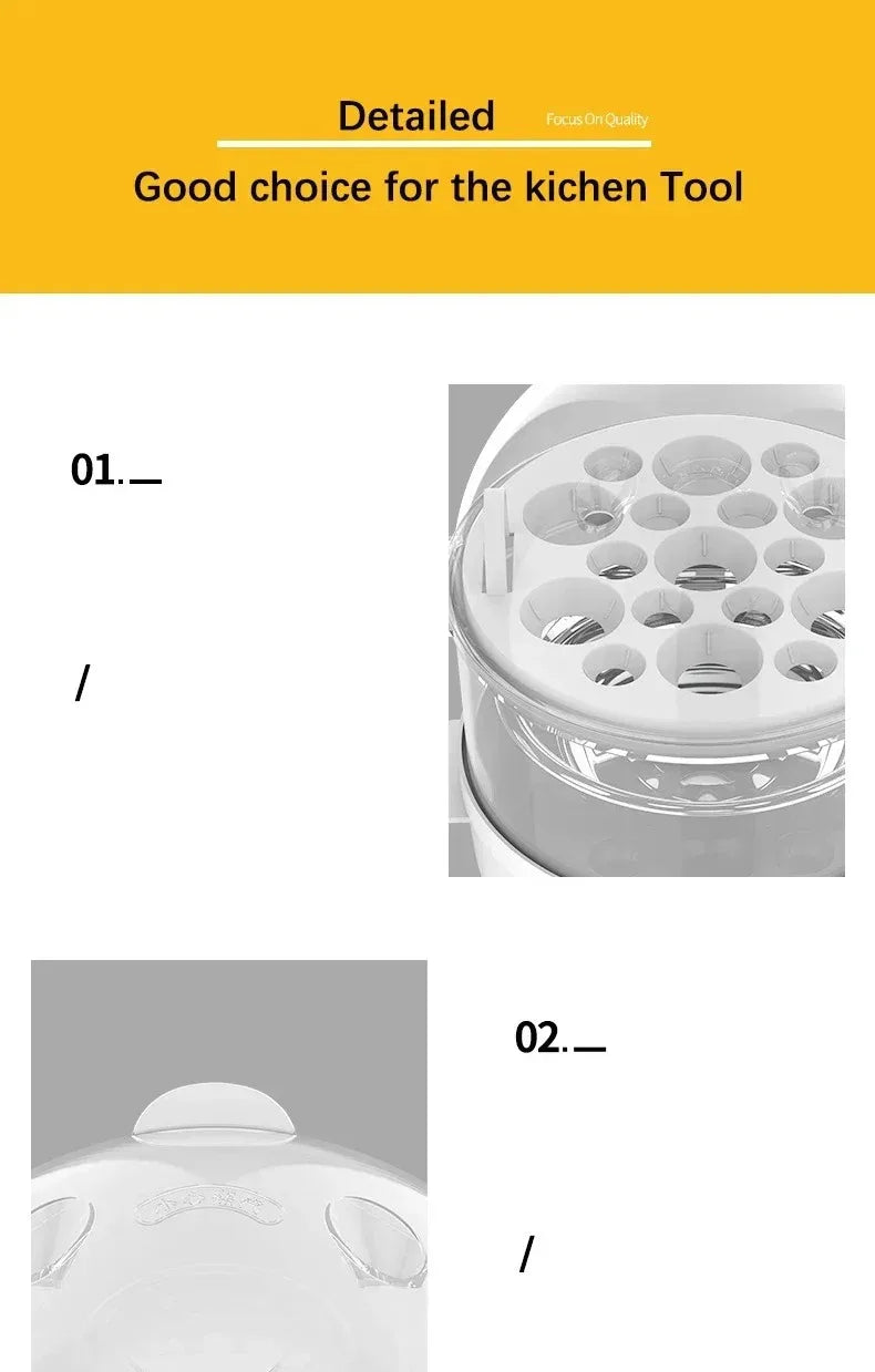 Automatic Electric Egg Streamer Multifunctional Electric Egg Boiler Double Layers Egg Cooker Mini Kitchen Breakfast Machine