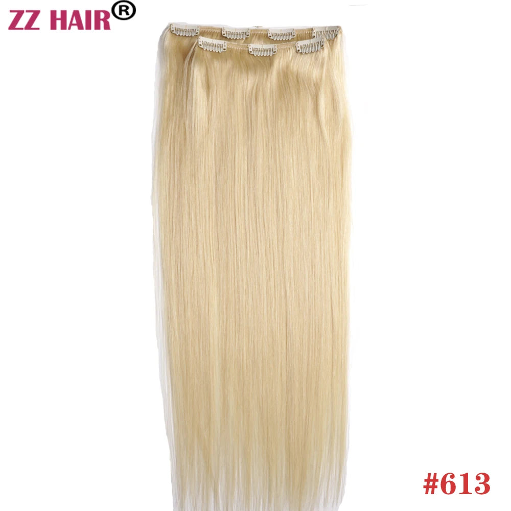 ZZHAIR 100% Human Remy Hair Extensions 2pcs Set 16"-28" 100g-200g  Clips-in Two Pieces Natural Straight 1x20cm 1x15cm