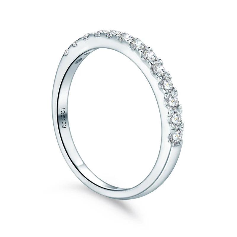 ANZIW Stackable Half Eternity Rings Bands Sparking 2mm Moissanite Wedding Engagement Ring 925 Silver for Women Gifts Jewelry D-E