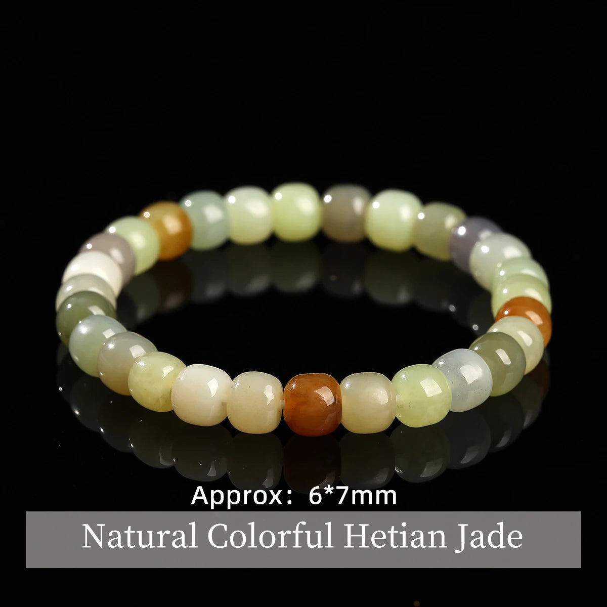 JD Natural Stone Colorful Hetian Jade Duobao Nephrite Bracelet Women Charm Lucky Reiki Healing Stretch Bangles Hand String Gift