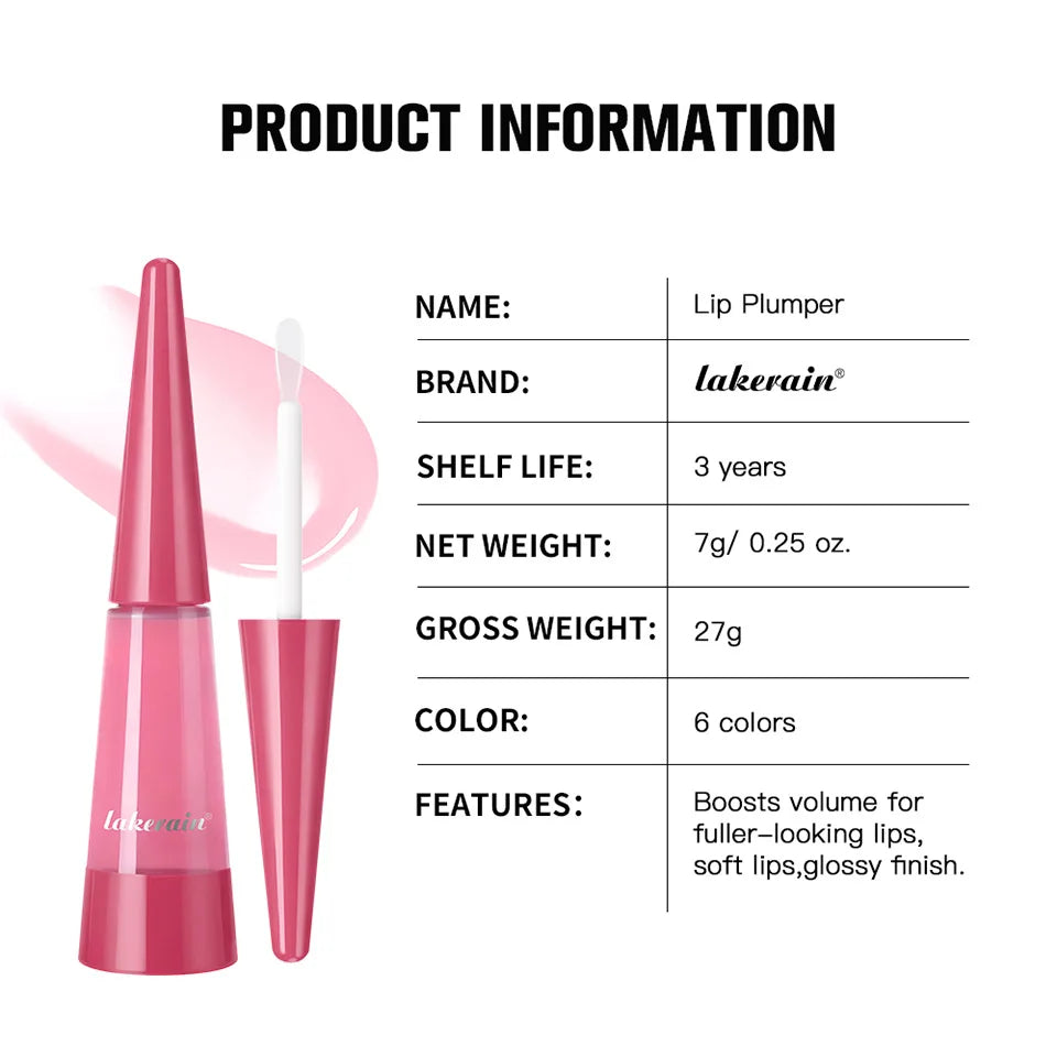 Lip Plumper Oil,Instant Plumping Clear High-Shine Gloss Hydrating Nourishing Volumizing Lip Gloss,Long-Lasting Moisture Makeup