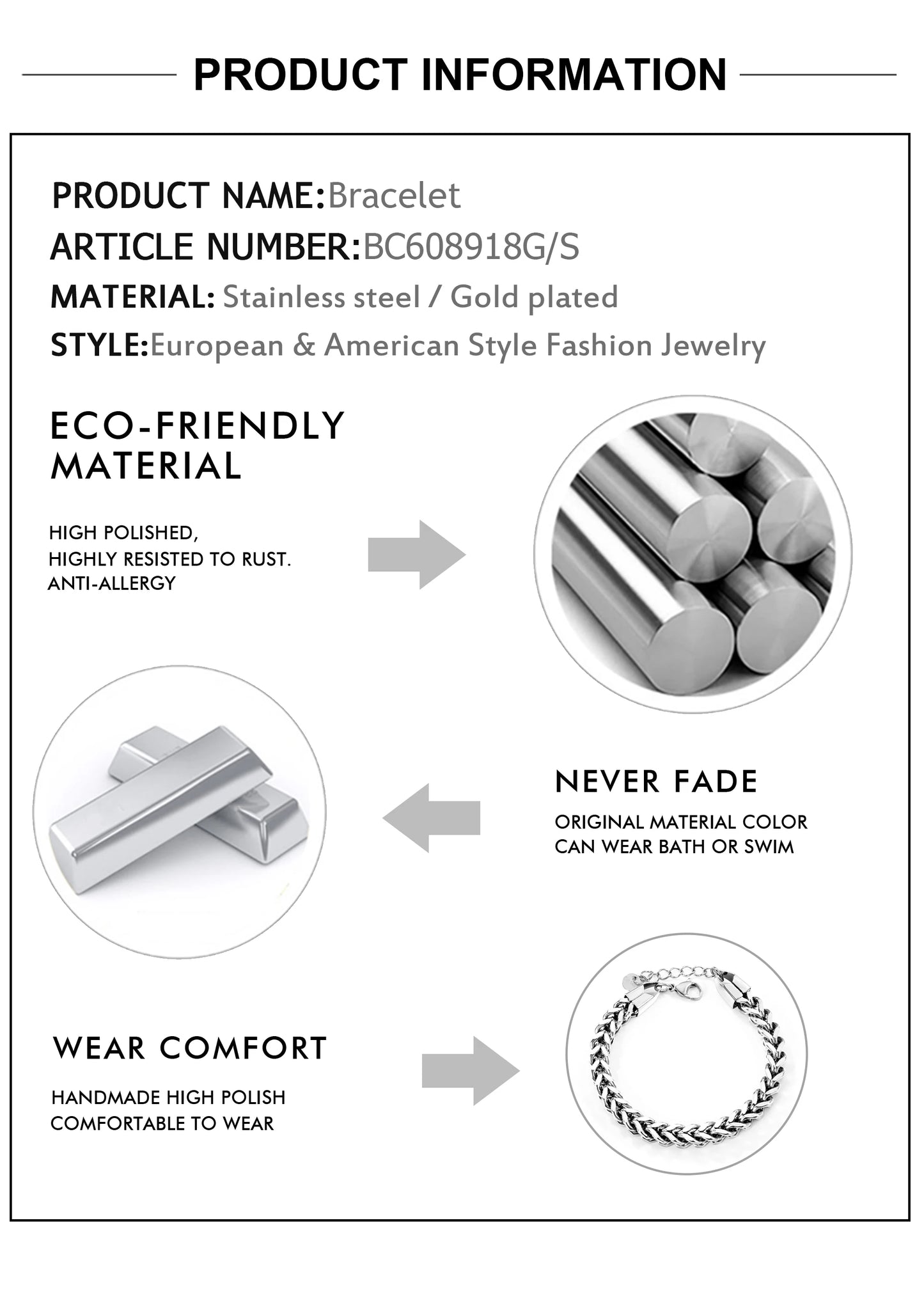 LUXUSTEEL 2-8mm Women‘s Stainless Steel Chain Bracelet Geometric Charm Chain Metal Female Bracelet Fashion Jewelry Party Gifts
