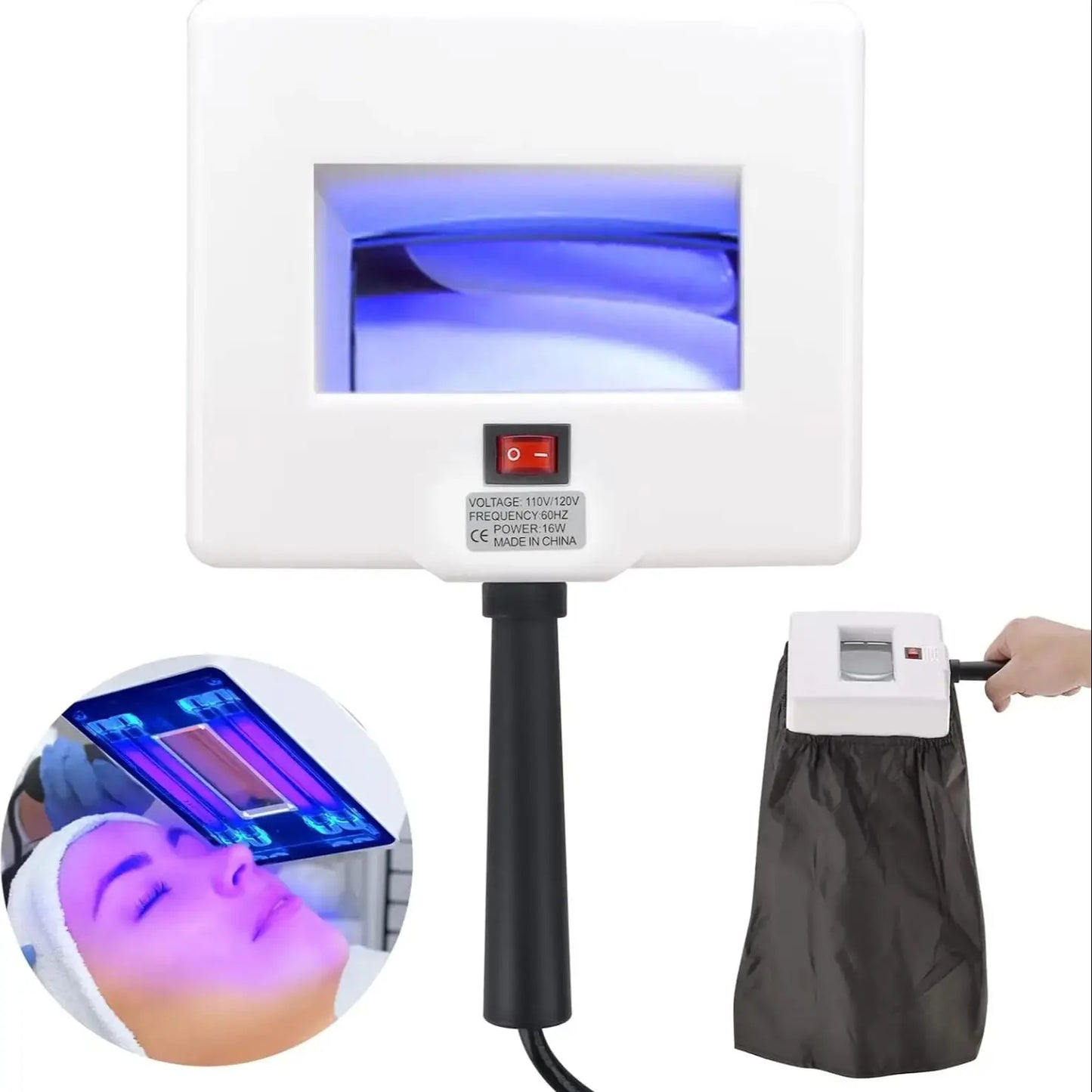 Woods Lamp Skin Analyzer,Magnifying Handle Woods-Lamp,UV Light for Facial Skin Analyze Facial Detector with Black Shade Cloth