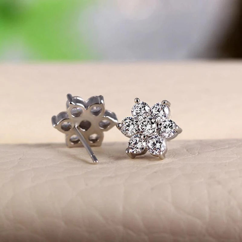 Real 2.8 Carat D Color Moissanite Flower Stud Earrings For Women Top Quality 100% 925 Sterling Silver Sparkling Wedding Jewelry