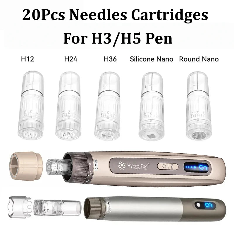 20Pcs 0.25mm Needles Cartridges 3ml Solution Bottle Adjustable Liquid Output Replacement Needle For Dr Pen H3/H5