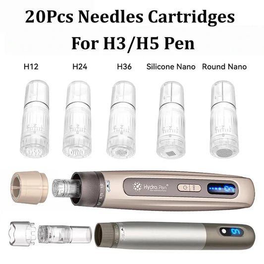 20Pcs 0.25mm Needles Cartridges 3ml Solution Bottle Adjustable Liquid Output Replacement Needle For Dr Pen H3/H5