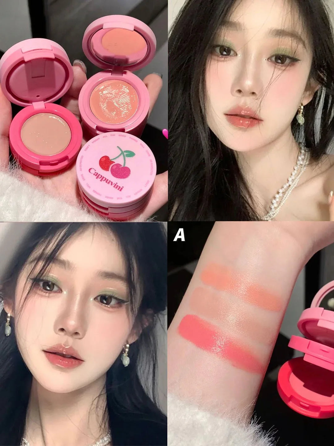 3 in 1 Cream Blush Cherry Watermelon Red Blushes Waterproof Lasting Matte Beauty Blush Cream Peach Face Blush Makeup Cosmetic