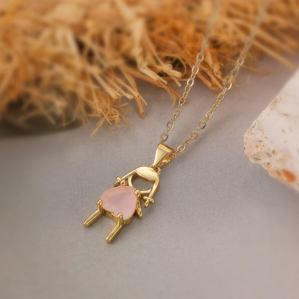 INS Design Girl/Boy Pendant Necklace For Women Girls,Stainless Steel Chain Cubic Zirconia Accessories Party Daily Jewelry