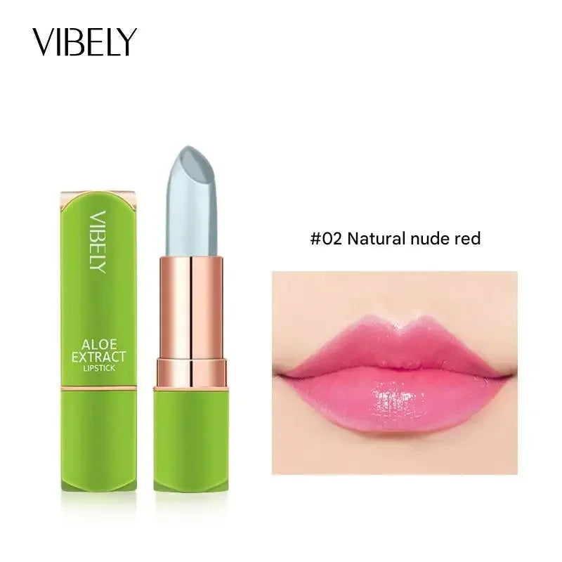 VIBELY Aloe Vera Moisturizing Lip Balm Thermochromic Jelly Lipstick Long Lasting Hydrating Lip Care Tint for Daily Use