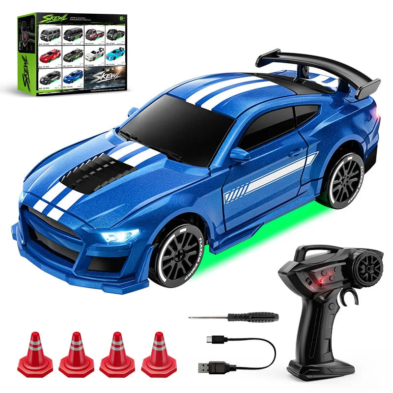 New 1/64 Mini Drift Car With Led Light Desktop Series Remote Control 4wd Racing Micro Card Van Gtr Boy Toy Gift