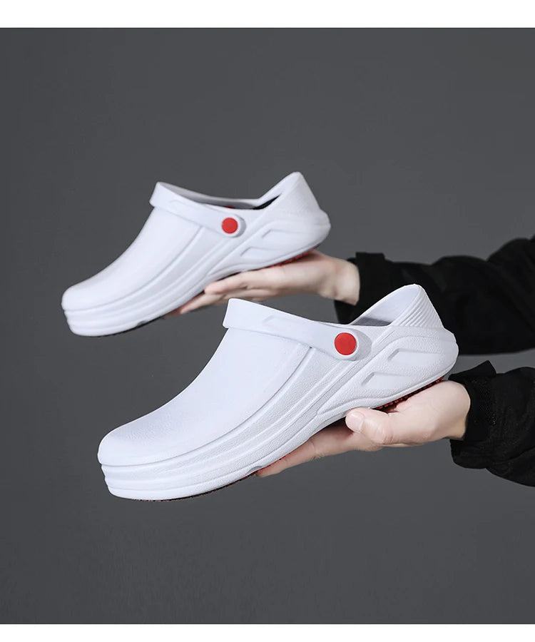 Men's Non-Slip, Waterproof, Oil-Proof Chef's Shoes, Soft-Soled, Lightweight, Wear-Resistant Work Shoes, Kitchen Shoes, Hotel Kitchen Toe-Toe Slippers