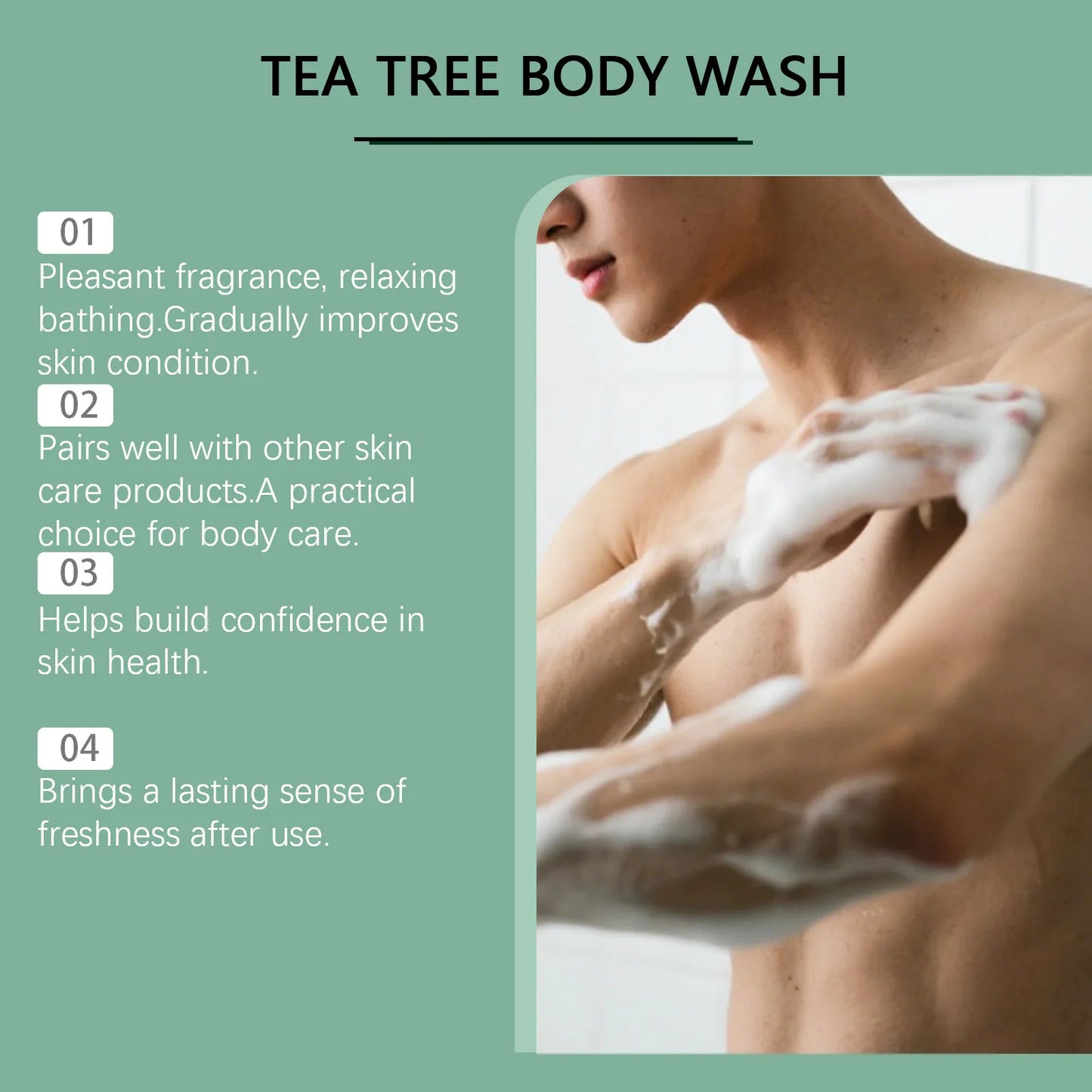 Brightening Body Wash Tea Tree Oil Clean Body Odor Remover Moisturizing Skin Barrier Repair Strengthening Shower Gel Body Wash