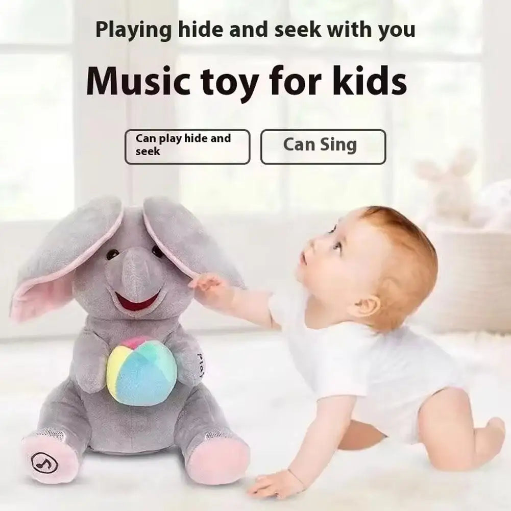 Hide-And-Seek Elephant Plush Toy Baby Interactive Singing Musical Toy For Soothing Children Head Up Training Toys Children Gift