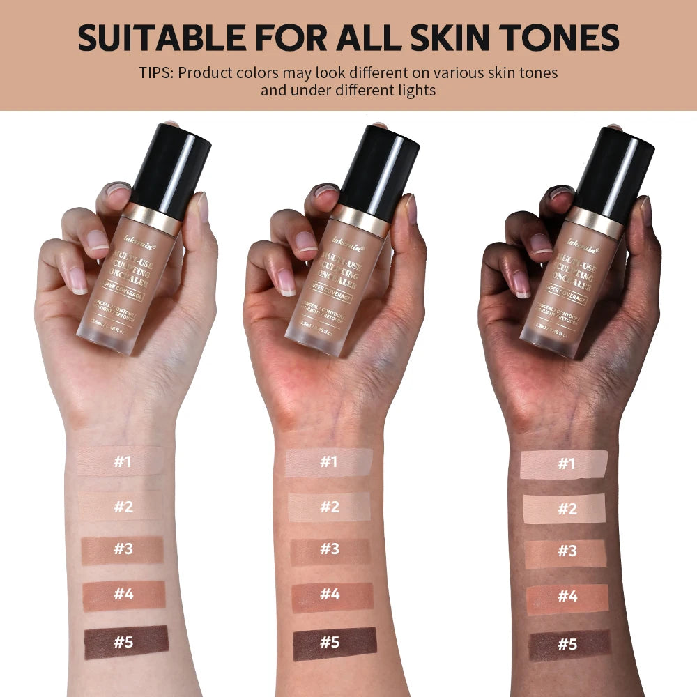 Multi-Use Foundation Long-lasting Matte Waterproof Oil Hight Full Coverage Highlight and Retouch Face Makeup for Women Lakerain
