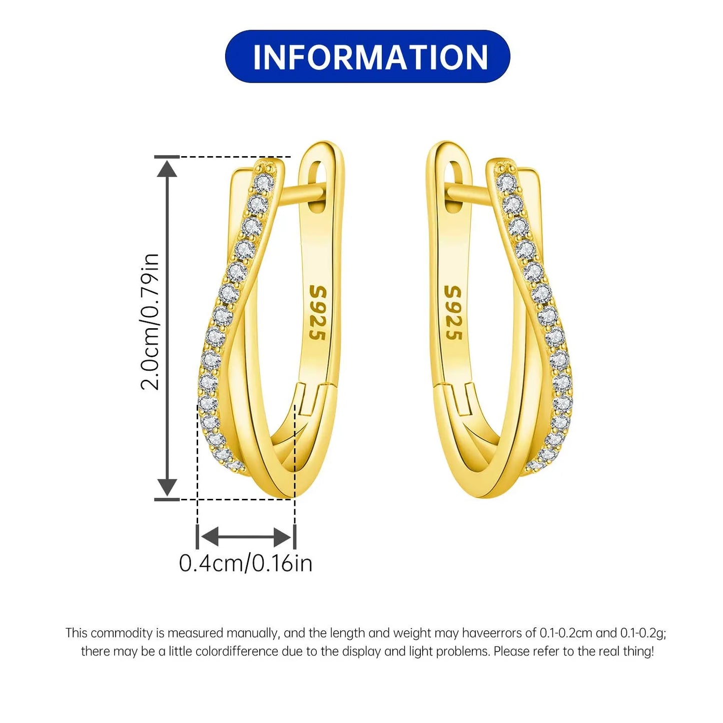 CYCUFF S925 Sterling Silver Zircon Simple Geometry Big Double Ring Earrings Birthday Party Gift Trend 2025 Jewelry Women Earring