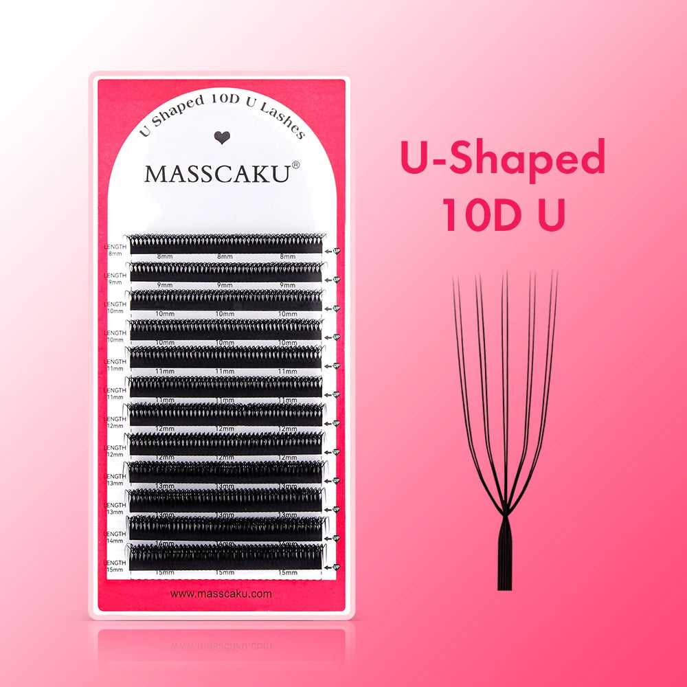 5cases/lot U Shape 3D 4D 5D 6D W Eyelash Extension 0.07mm Thickness High Quality Technologic Fiber U Style Faux Cils by MASSCAKU