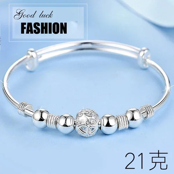 3 Style New 925 sterling silver Lucky Charm Bracelet Cuff Bracelets For Women Bangles Fashion Jewelry Pulseira