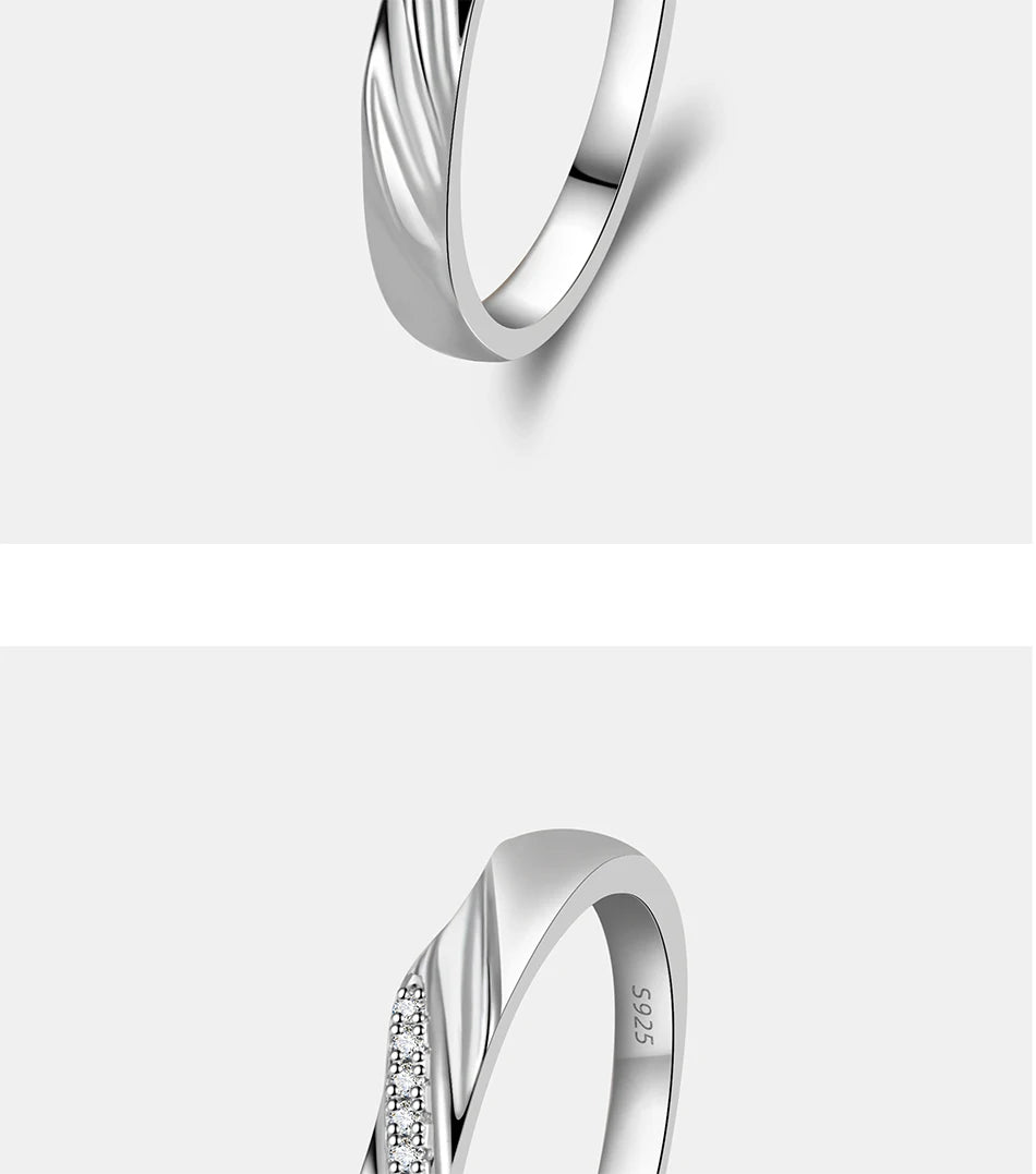 PERFANY  S925 Pure Silver Moissanite Ring for Women Men Classic Couple Ring Wedding Jewelry Christmas Gift