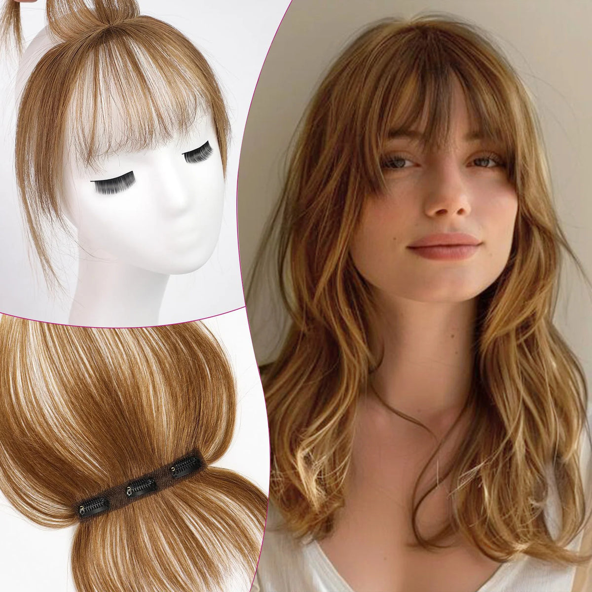 100% Human Hair Blonde Bangs Clips in Air Fringe Bangs Hairpiece for Women Platinum Human Hair Bangs Hair Extension 4.5inch