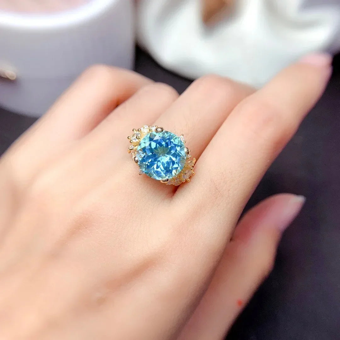 100% 925 Silver Ring Origin Blue Sapphire Jewelry for Women Anillos De Wedding Bands Sapphire Gemstone Anel Females Girls Box