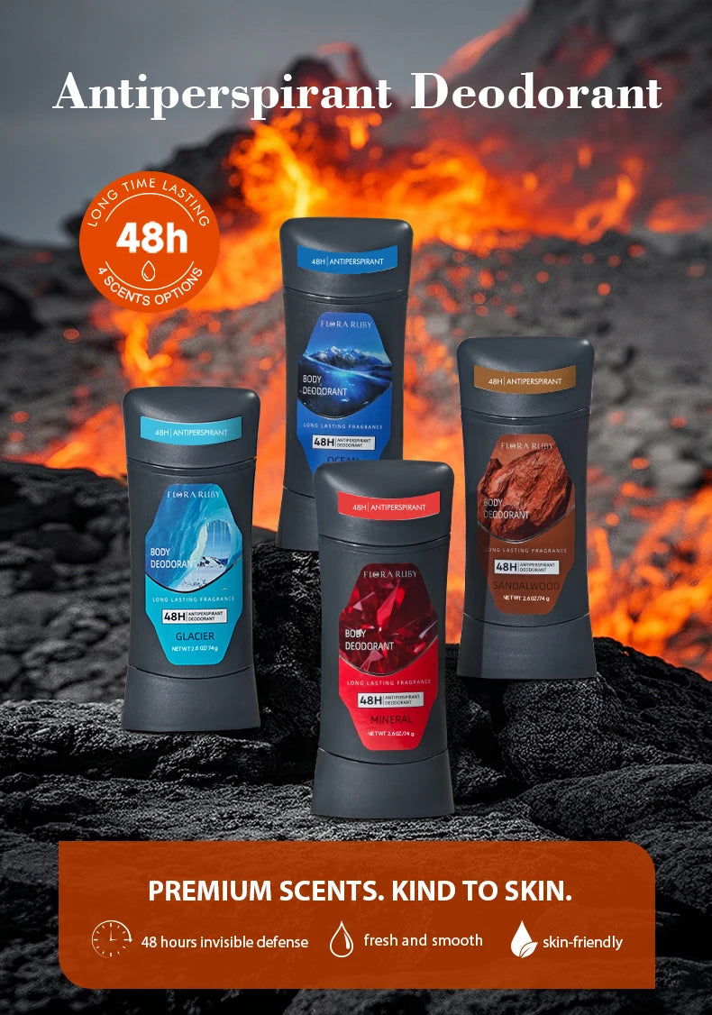 Men's Body Odor Remov Deodorant Stick Natural Remover Antiperspirant Stick Underarm Stop Sweating Care Lasting Refreshing Cream