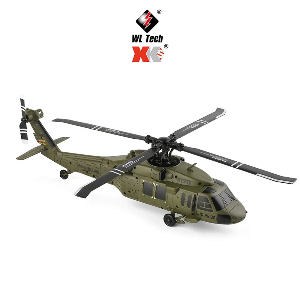WLtoys K170 RC Helicopter with Gyro UH-60L 4CH Remote Control Brushless Helicopters with LED Light Airplane Toys for Kids