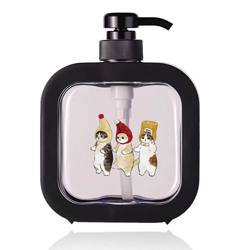 Detachable Hand Sanitizer Container Large Capacity Pump Lotion Bottle Soap Dispenser Home Travel Organizer Cat Pattern