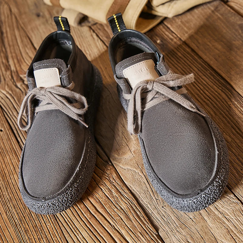 Genuine Leather Soft Sole Mens Casual Shoes Outdoor Breathable Suede Work Shoes High Quality Hiking Sneakers Walking Ankle Boots