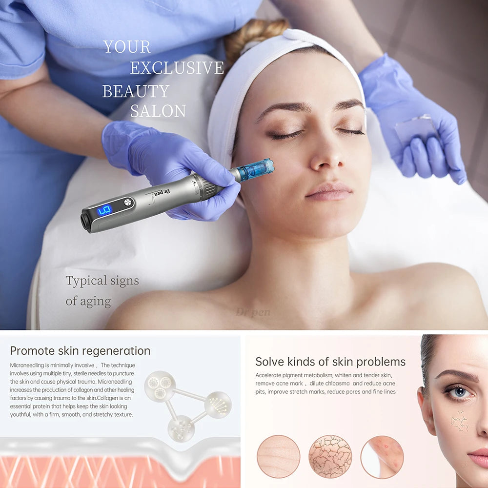 Authentic Dr pen Ultima M8S With 22 pcs Needle Pin Microneedling Pen Wireless Derma Pen Beauty Machine needle length 0.25 mm