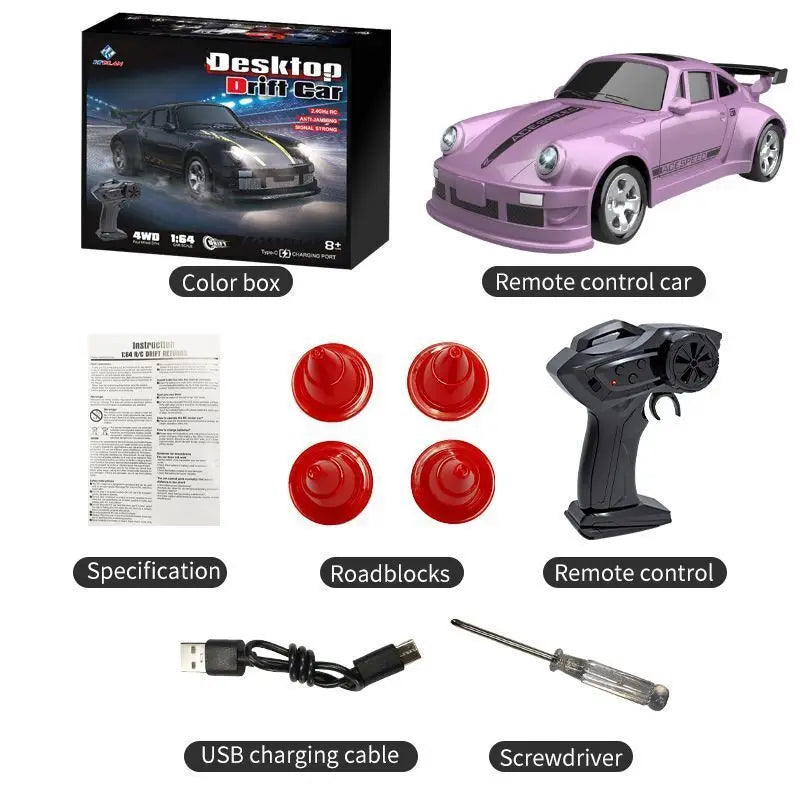 New Kf20 1: 64 Drift Rc Car Four Wheel Remote Control Car Racing Car Full Share Desktop Competition Toys Boys Perfect Gifts
