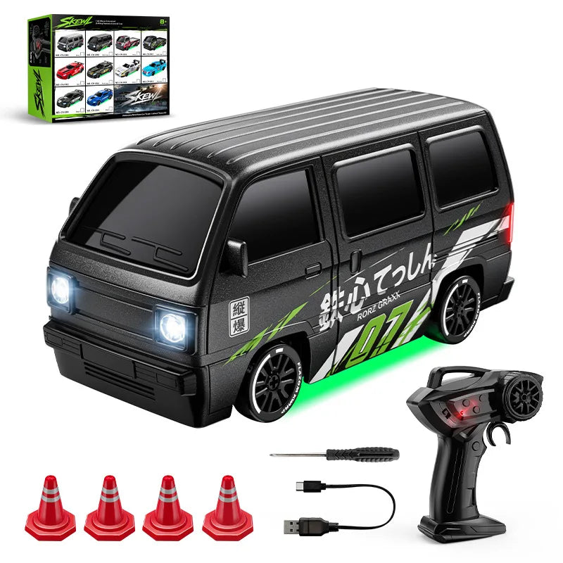 New 1/64 Mini Drift Car With Led Light Desktop Series Remote Control 4wd Racing Micro Card Van Gtr Boy Toy Gift